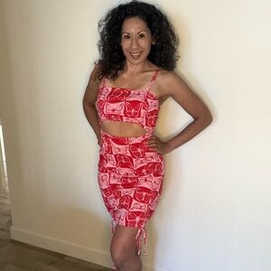 Red Butterfly Print Dress